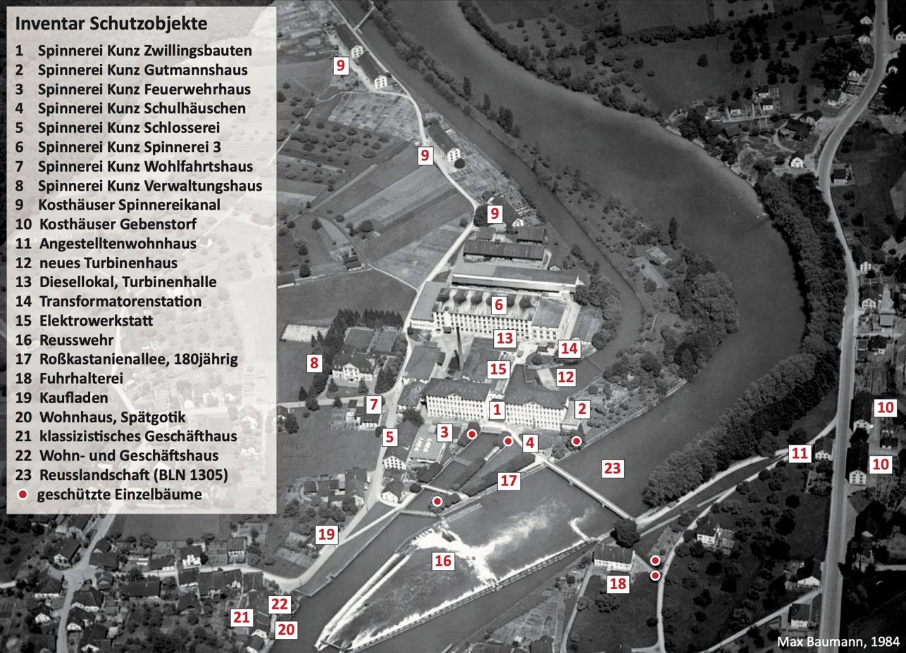 Ensemble alte Spinnerei –Schutzobjekte